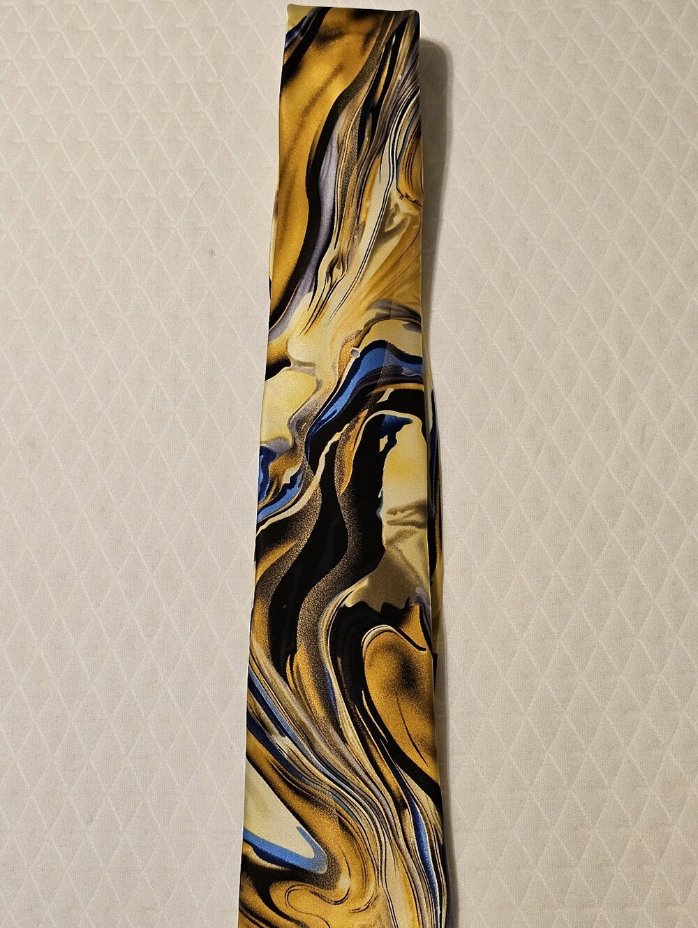 J. Garcia 100% Silk Necktie Urban Cat Ghost Collection 62 Abstract Gold Blue Euc